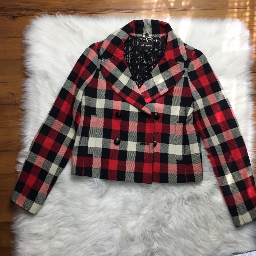 Plaid Cropped Blazer Jacket - image 1